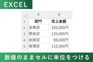 EXCELでセルに数値の単位をつける設定